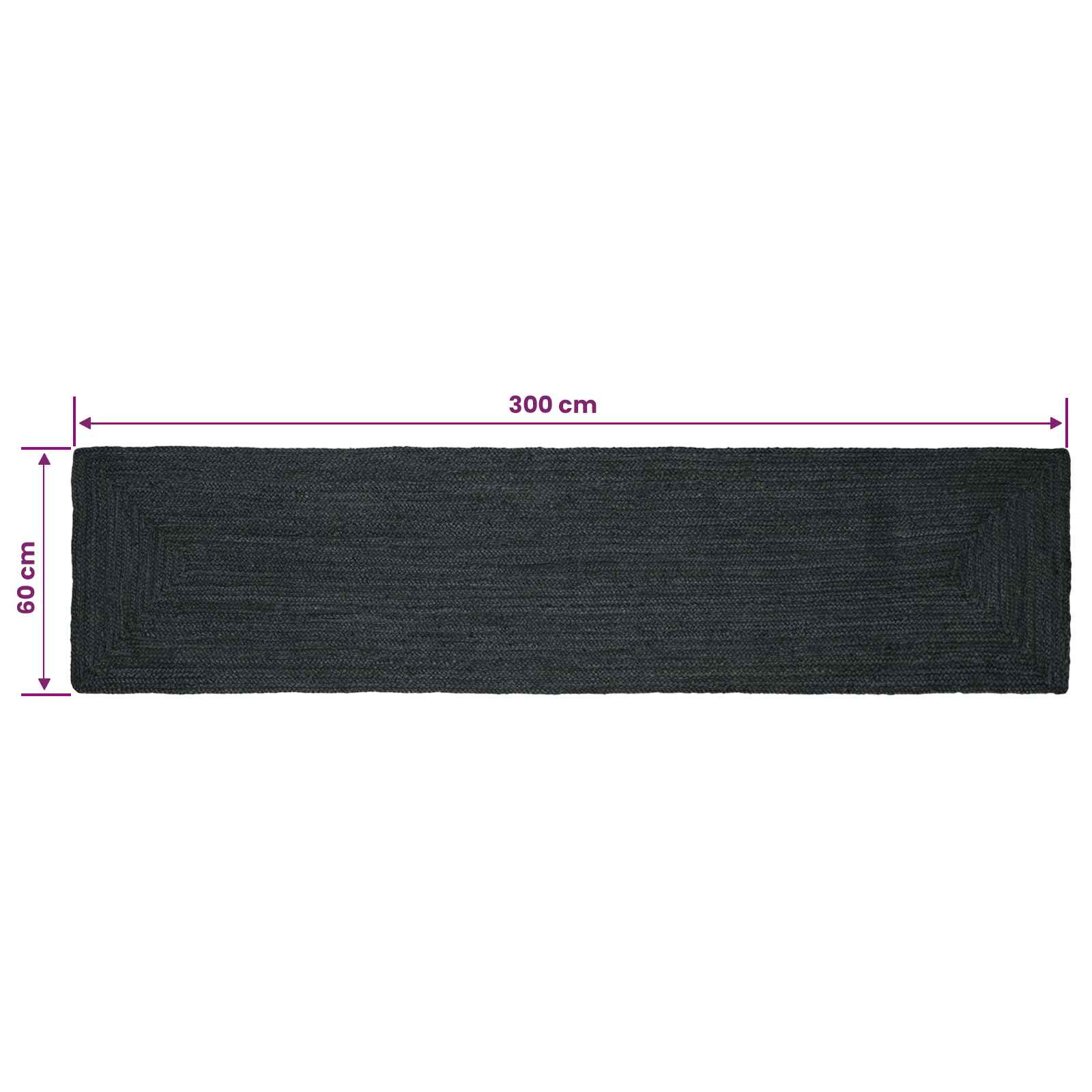 Kusové Koberce Obdélníkový Tmavě Šedá 60 X 300 Cm Juta