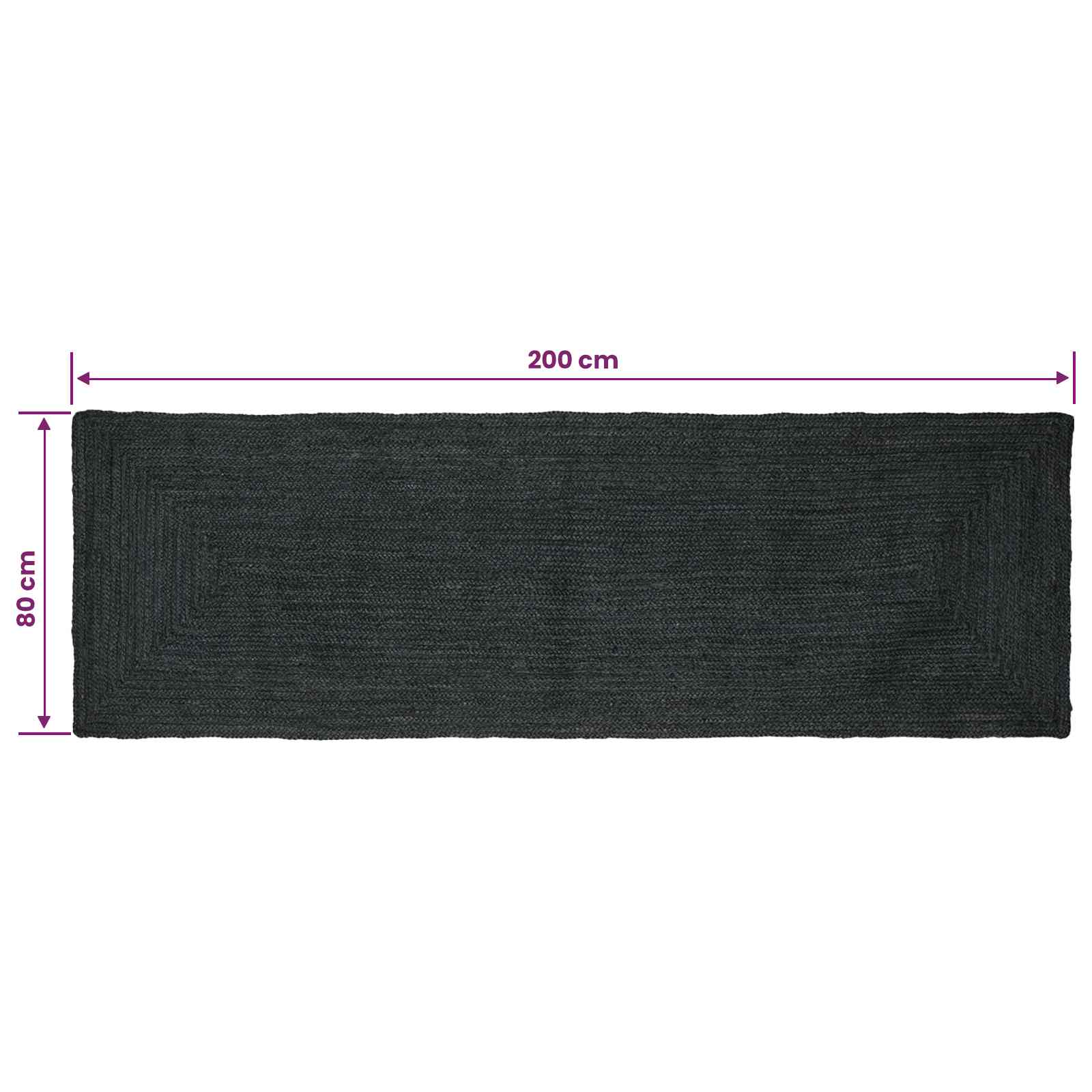 Kusové Koberce Obdélníkový Tmavě Šedá 80 X 200 Cm Juta