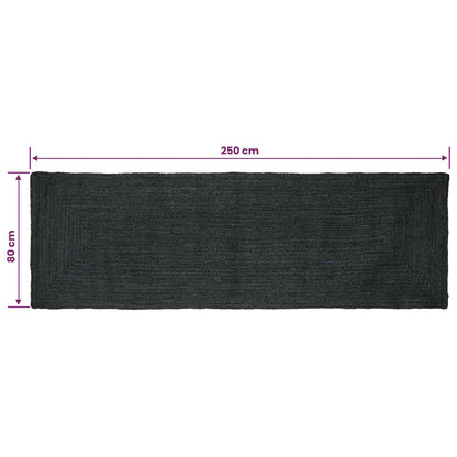 Kusové Koberce Obdélníkový Tmavě Šedá 80 X 250 Cm Juta