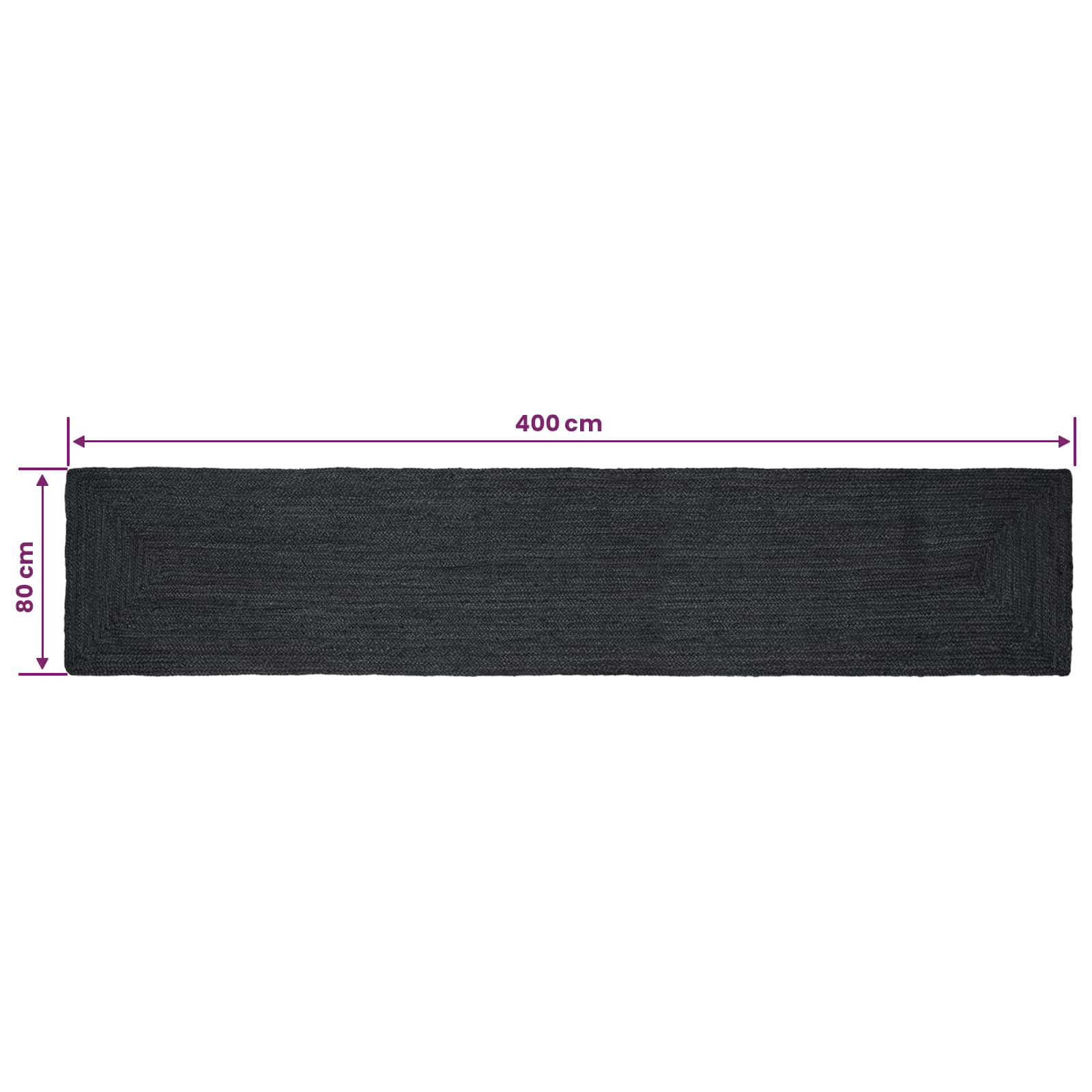 Kusové Koberce Obdélníkový Tmavě Šedá 80 X 400 Cm Juta