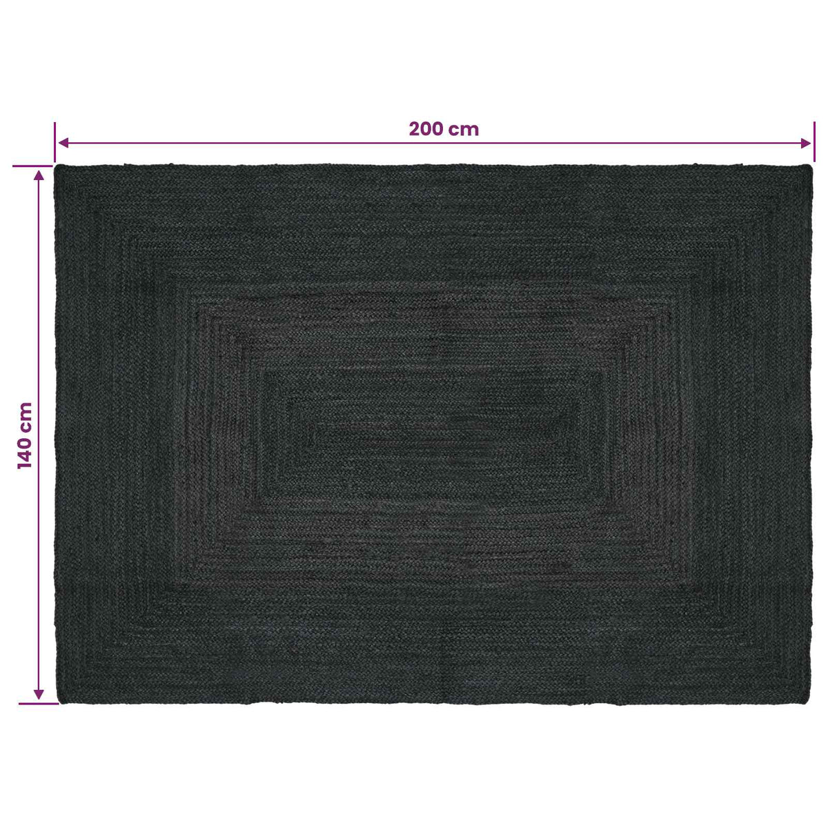 Kusové Koberce Obdélníkový Tmavě Šedá 140 X 200 Cm Juta