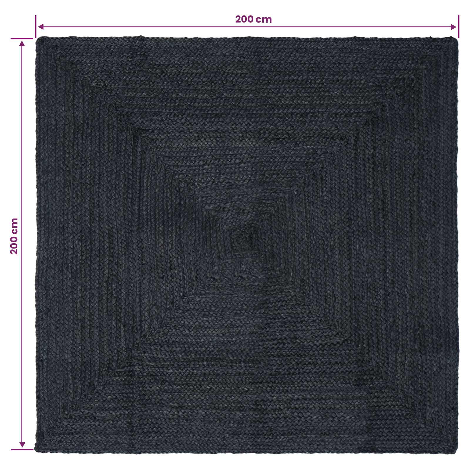Kusové Koberce Čtvercový Tmavě Šedá 200 X 200 Cm Juta