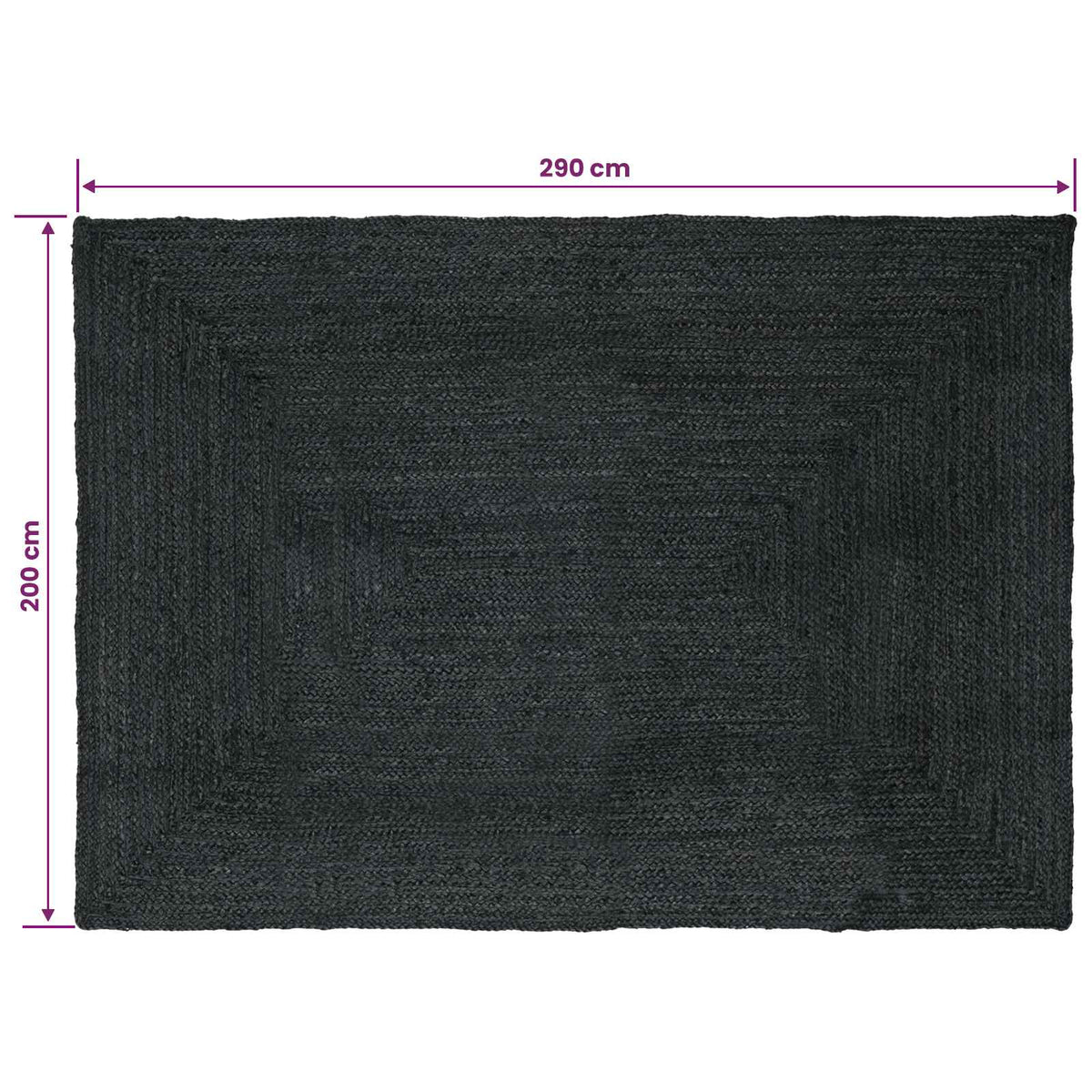 Kusové Koberce Obdélníkový Tmavě Šedá 200 X 290 Cm Juta