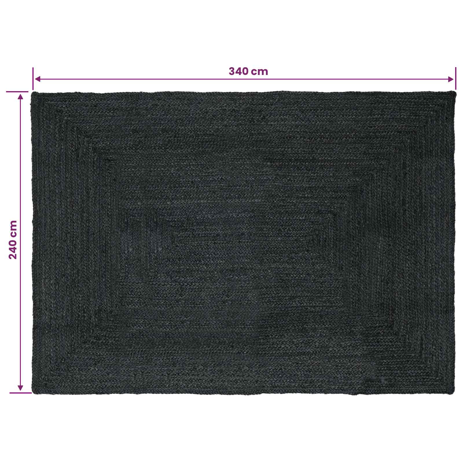 Kusové Koberce Obdélníkový Tmavě Šedá 240 X 340 Cm Juta