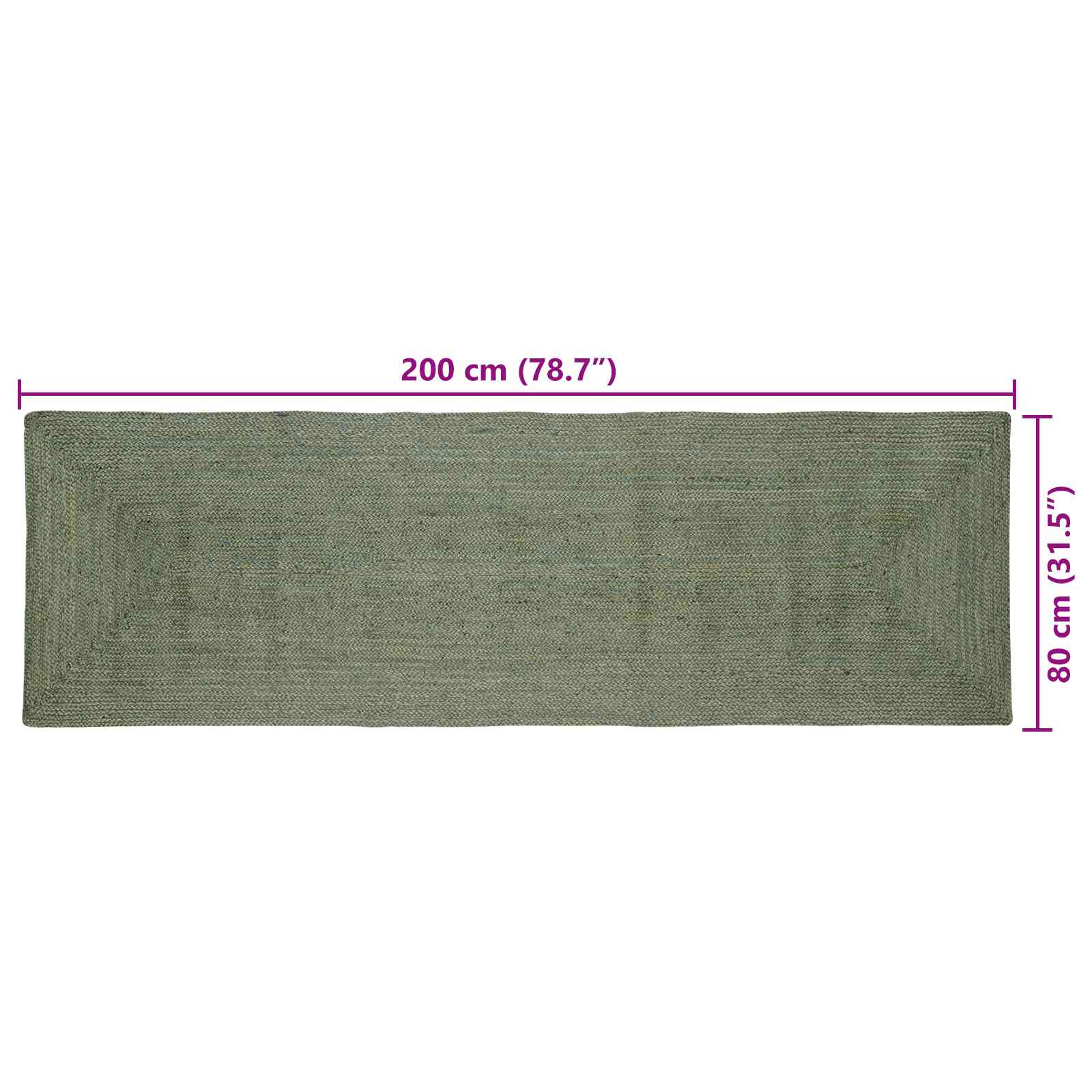 Kusové Koberce Obdélníkový Olivově Zelená 80 X 200 Cm Juta