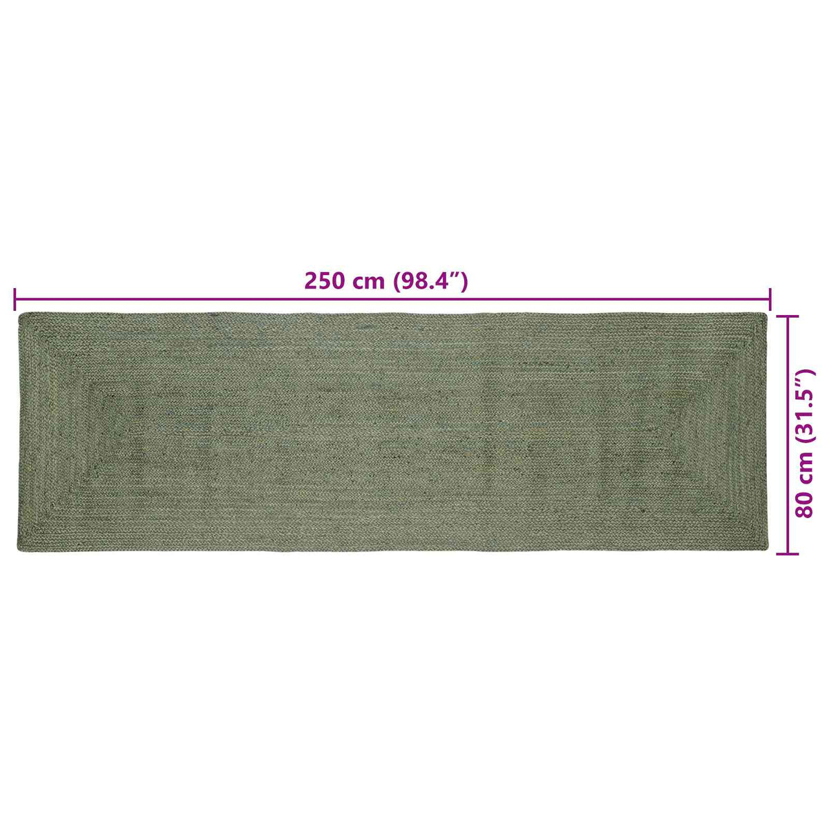 Kusové Koberce Obdélníkový Olivově Zelená 80 X 250 Cm Juta