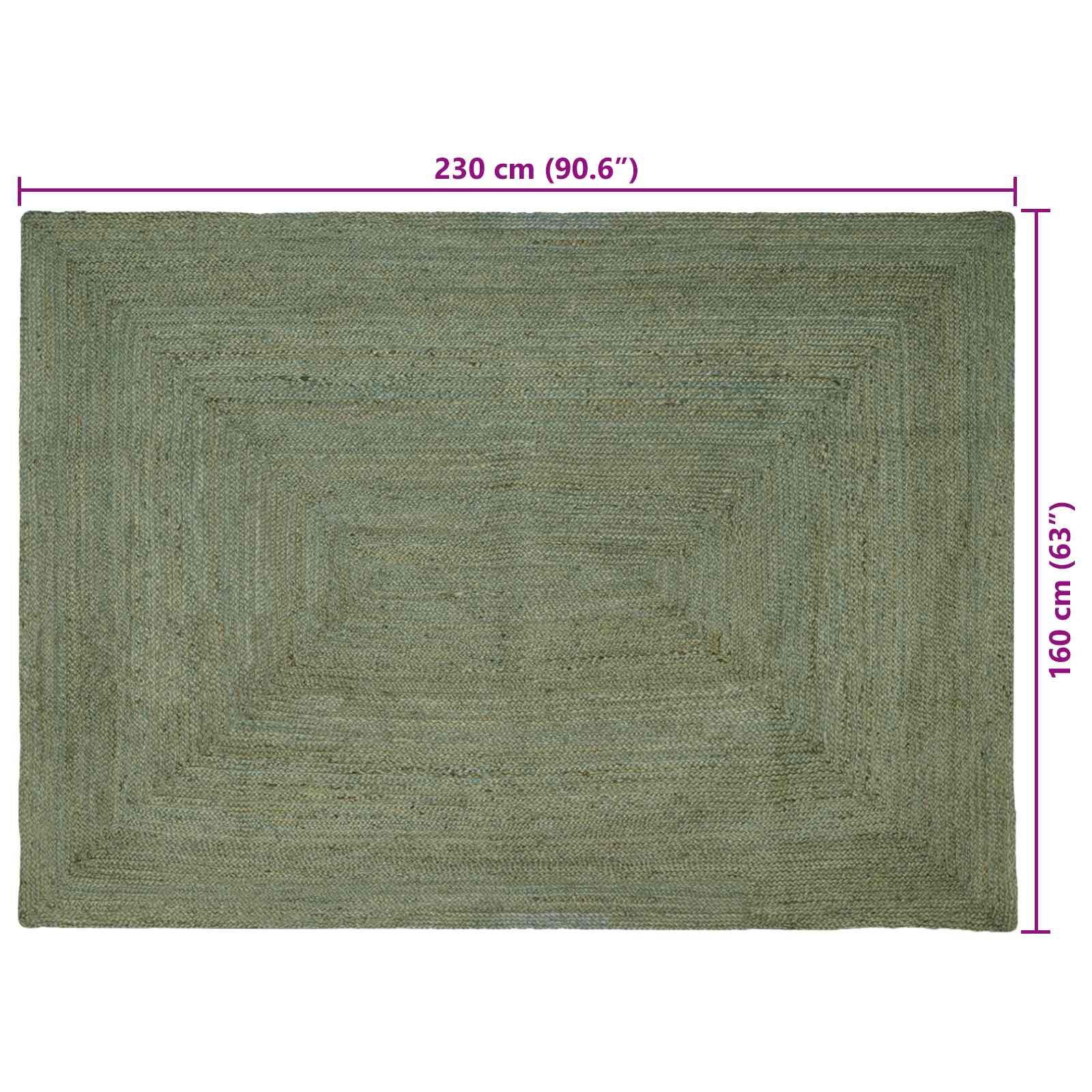 Kusové Koberce Obdélníkový Olivově Zelená 160 X 230 Cm Juta