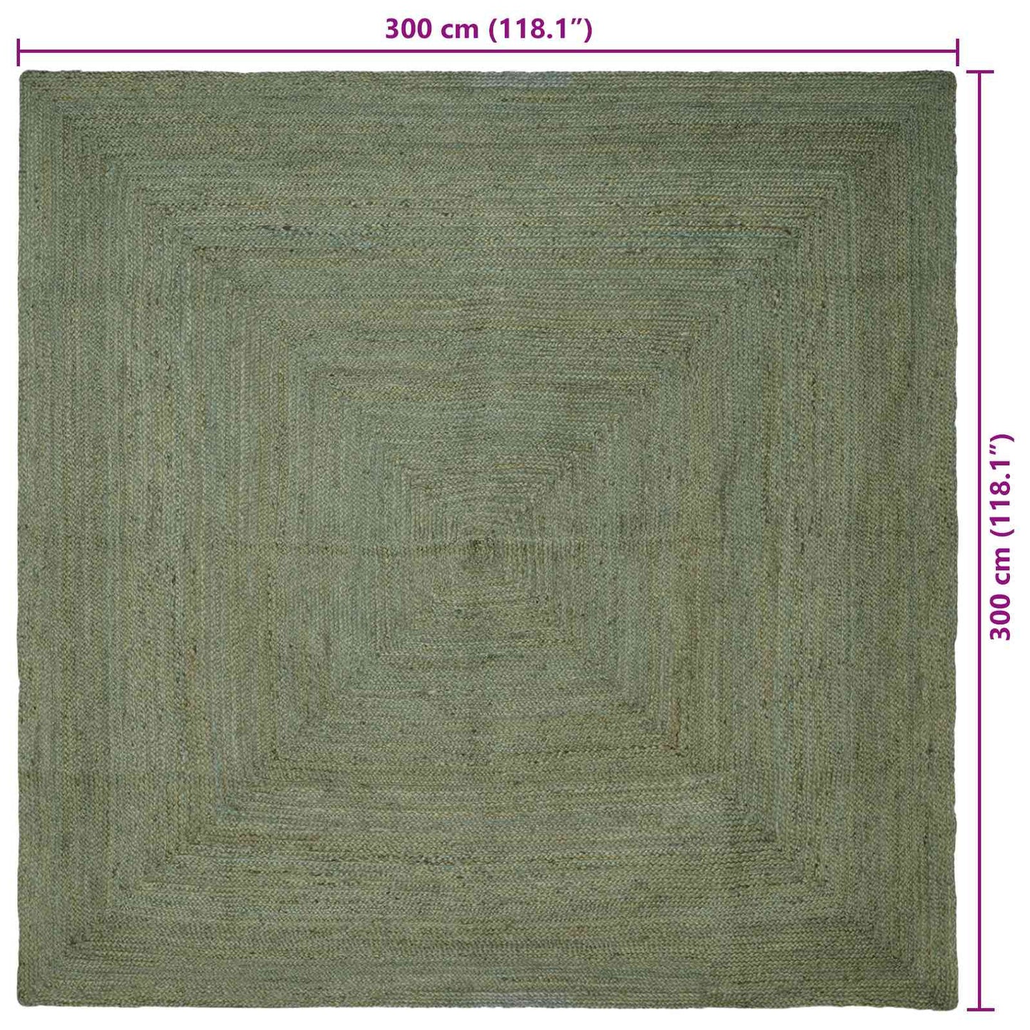 Kusové Koberce Čtvercový Olivově Zelená 300 X 300 Cm Juta