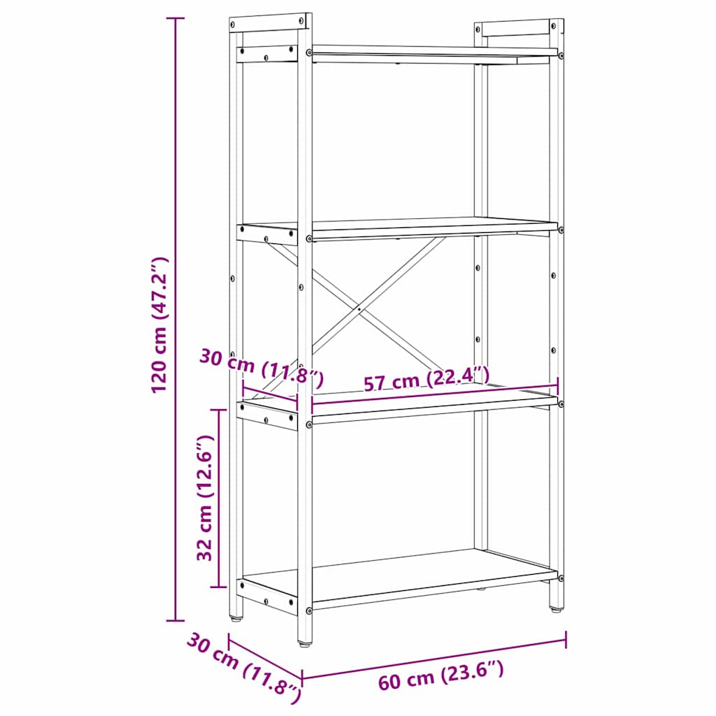 Knihovna 60 X 30 X 120 Cm Kompozitní Dřevo Artisanový Dub