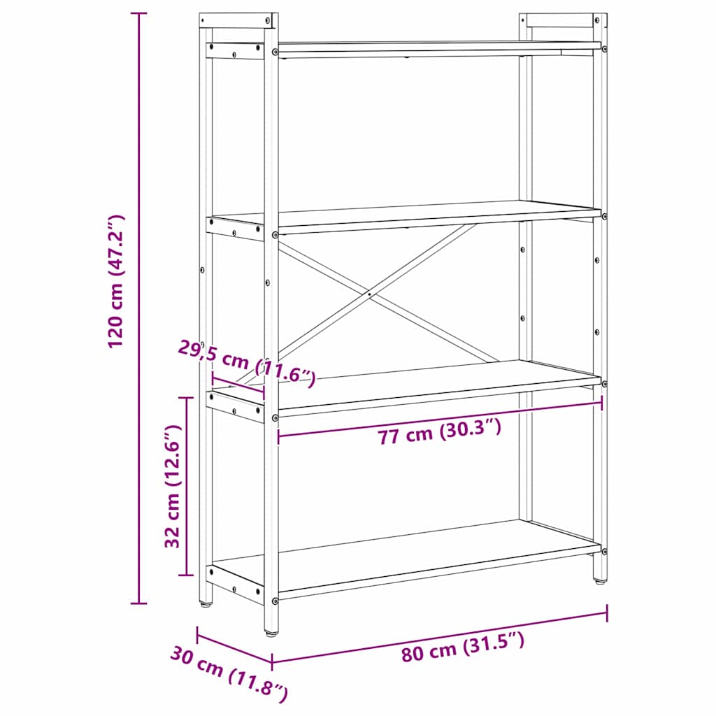 Knihovna 80 X 30 X 120 Cm Kompozitní Dřevo Kouřový Dub