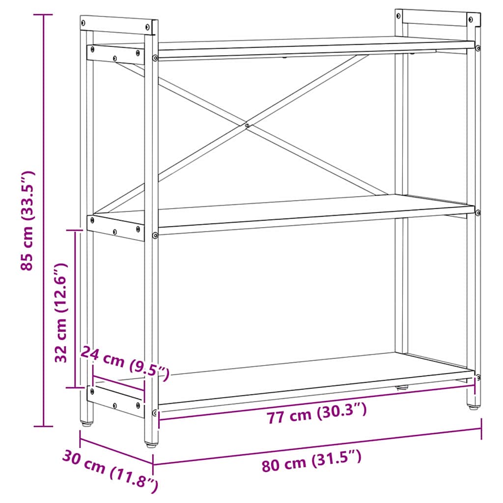 Knihovna 80 X 30 X 85 Cm Kompozitní Dřevo Staré Dřevo