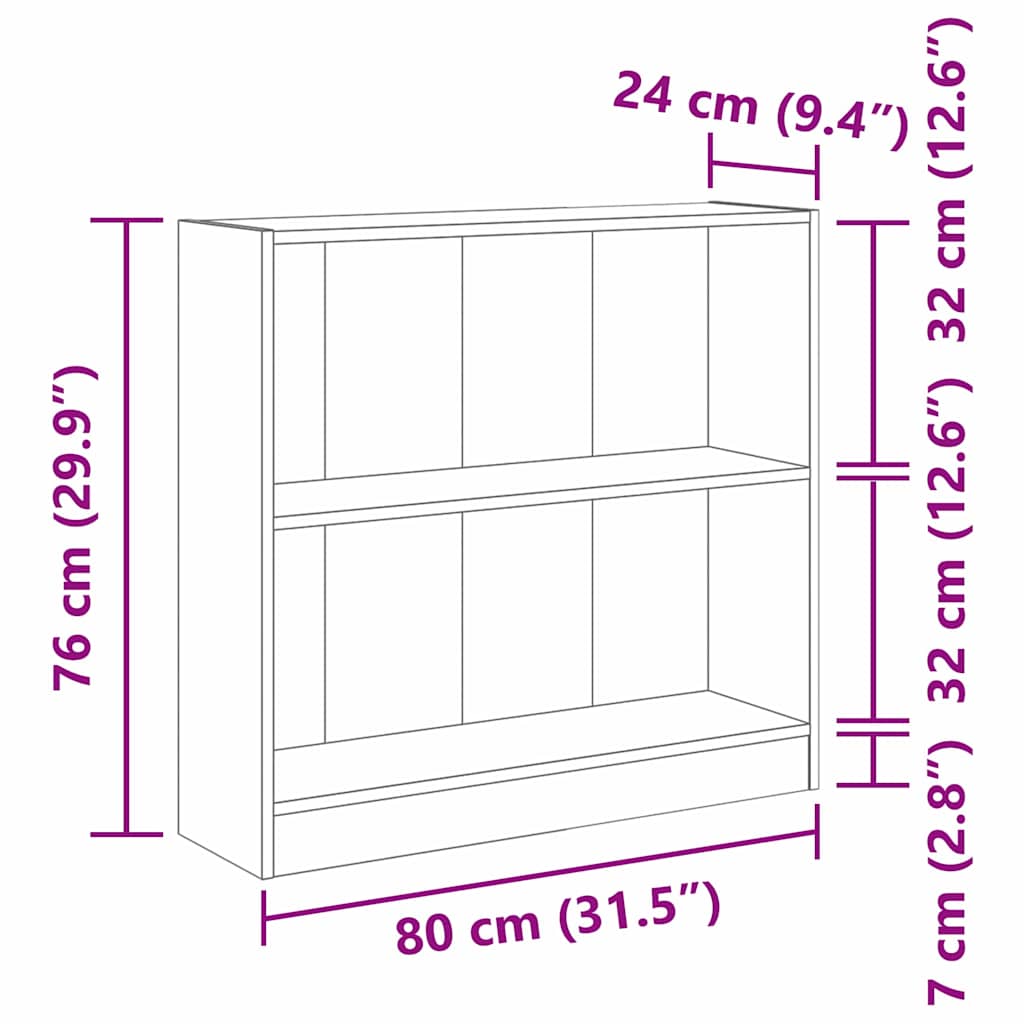 Knihovna 80 X 24 X 76 Cm Kompozitní Dřevo Černý Dub