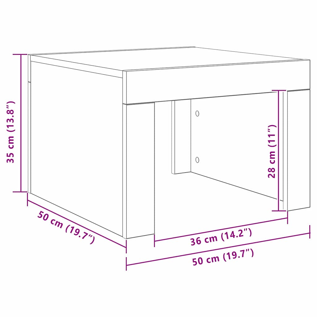 Konferenční Stolek Černý Dub 50 X 50 X 35 Cm Kompozitní Dřevo