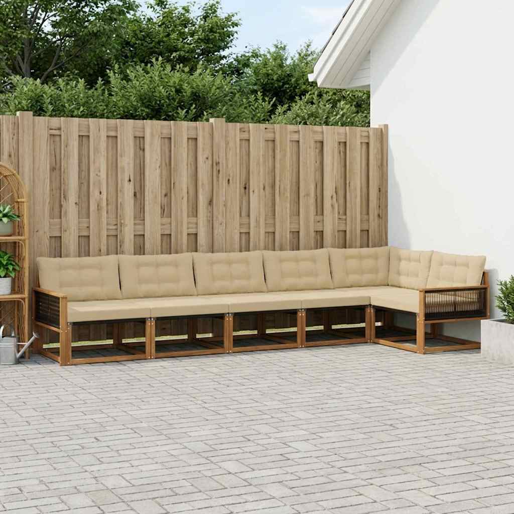 Venkovní Pohovková Souprava 6 Ks Přirozená A Krémová