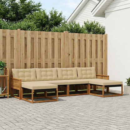 Venkovní Pohovková Souprava 6 Ks Přirozená A Krémová