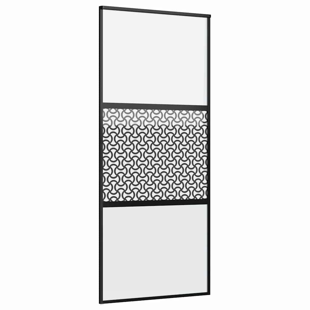 Skleněné Dveře Řezací Černá 90 X 2 X 205 Cm Hliník