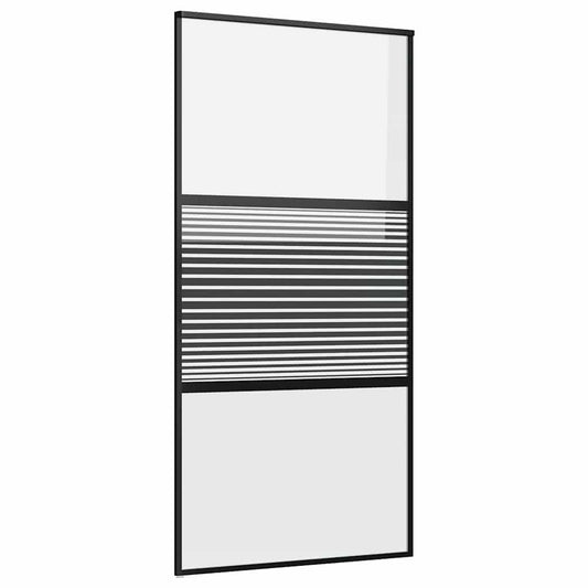 Skleněné Dveře Pruhovaný Černá 102,5 X 2 X 205 Cm Hliník