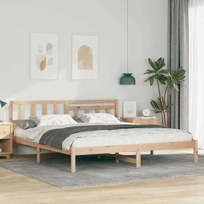Rám Postele S Čelo Hnědá 200 X 200 Cm Masivní Borové Dřevo