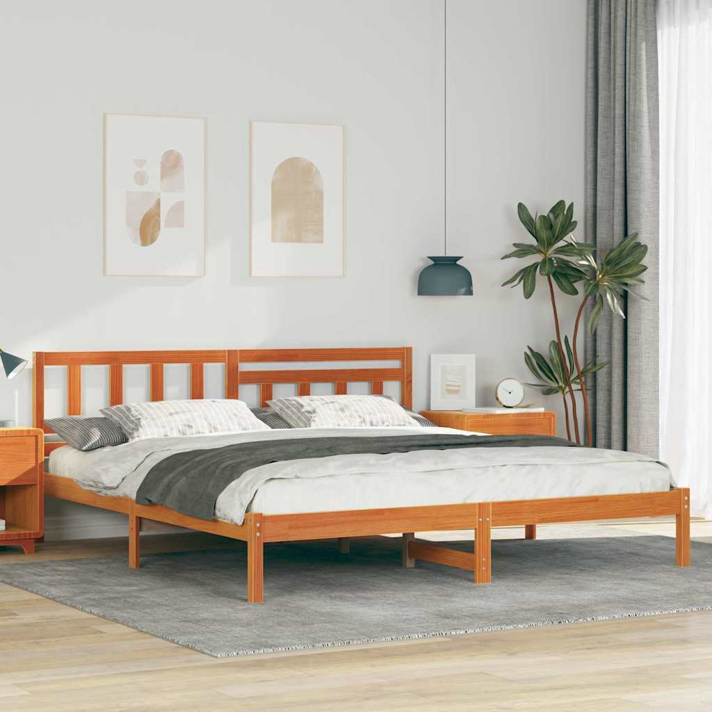 Rám Postele Voskově Hnědá 200 X 200 Cm Masivní Borové Dřevo