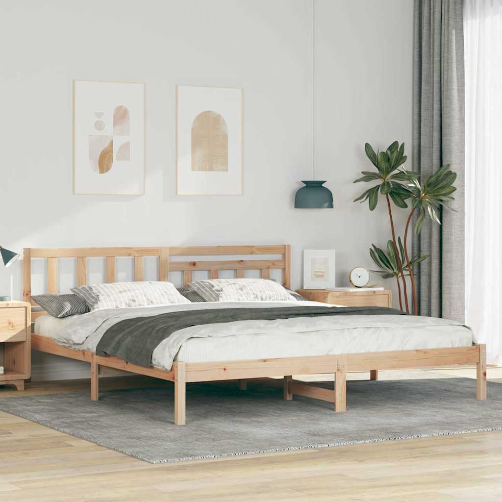 Rám Postele S Čelo Hnědá 180 X 200 Cm Masivní Borové Dřevo