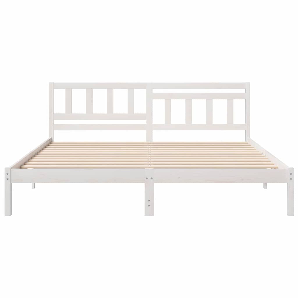 Rám Postele S Čelo Bílá 180 X 200 Cm Masivní Borové Dřevo
