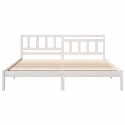 Rám Postele S Čelo Bílá 180 X 200 Cm Masivní Borové Dřevo