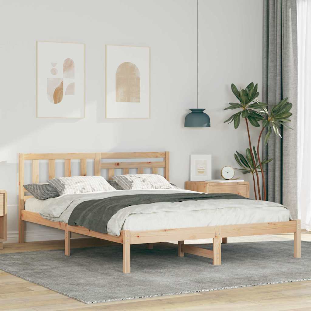 Rám Postele S Čelo Hnědá 160 X 200 Cm Masivní Borové Dřevo