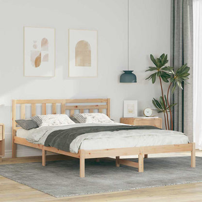 Rám Postele S Čelo Hnědá 150 X 200 Cm Masivní Borové Dřevo