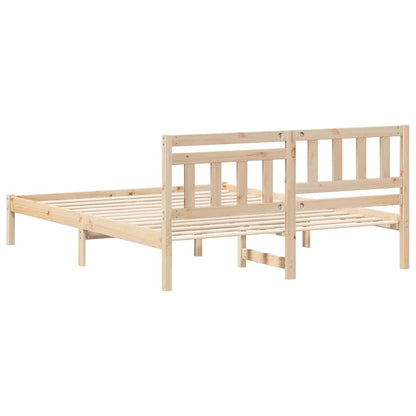 Rám Postele S Čelo Hnědá 150 X 200 Cm Masivní Borové Dřevo
