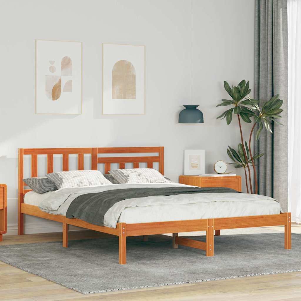 Rám Postele Voskově Hnědá 150 X 200 Cm Masivní Borové Dřevo