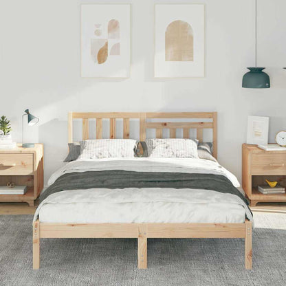 Rám Postele S Čelo Hnědá 135 X 190 Cm Masivní Borové Dřevo
