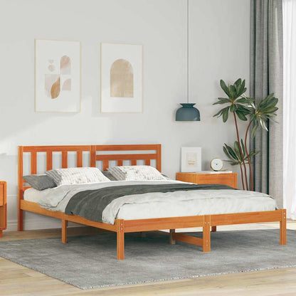 Rám Postele Voskově Hnědá 135 X 190 Cm Masivní Borovicové Dřevo