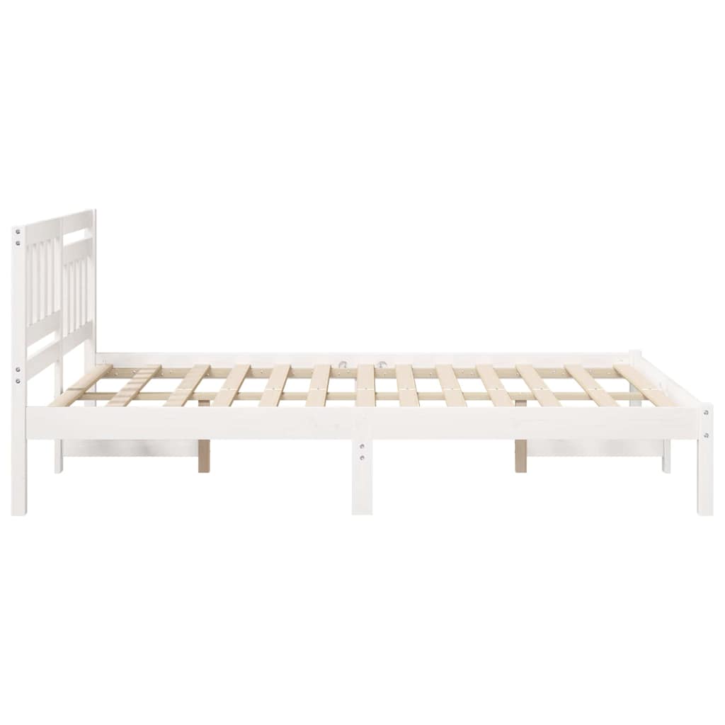 Rám Postele S Čelo Bílá 120 X 190 Cm Masivní Borové Dřevo