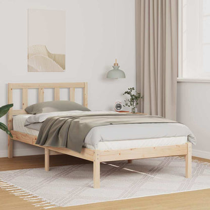 Rám Postele S Čelo Hnědá 90 X 200 Cm Masivní Borové Dřevo