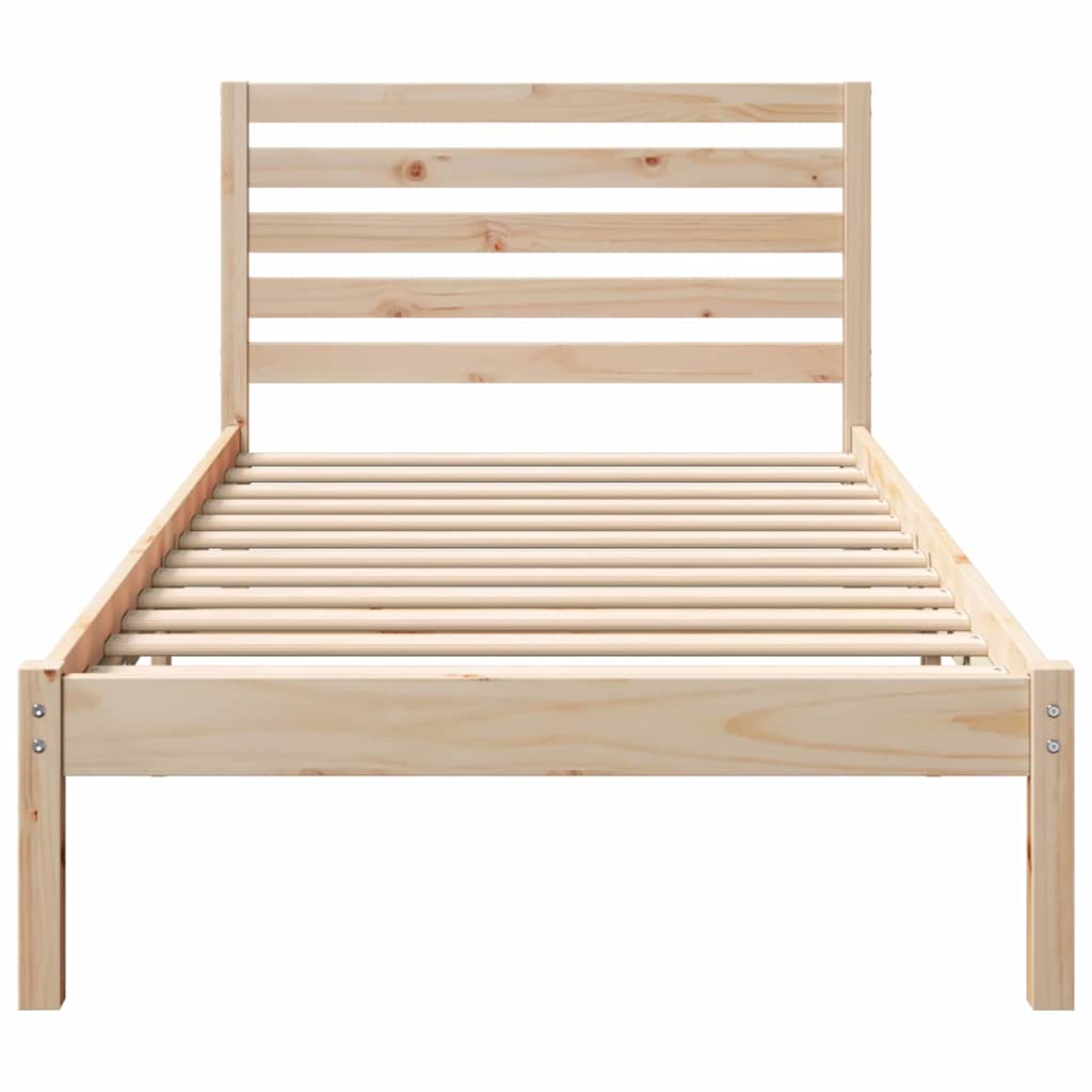 Rám Postele S Čelo Hnědá 90 X 200 Cm Masivní Borové Dřevo