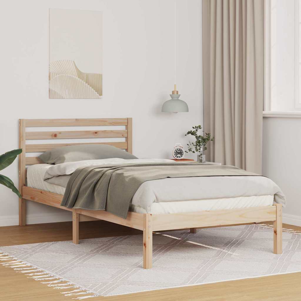 Rám Postele S Čelo Hnědá 75 X 190 Cm Masivní Borové Dřevo