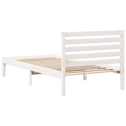 Rám Postele S Čelo Bílá 75 X 190 Cm Masivní Borové Dřevo