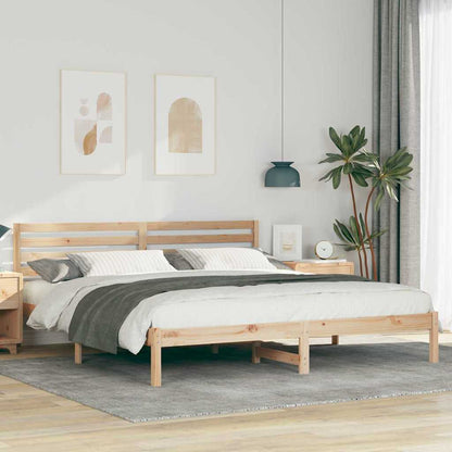 Rám Postele S Čelo Hnědá 200 X 200 Cm Masivní Borové Dřevo