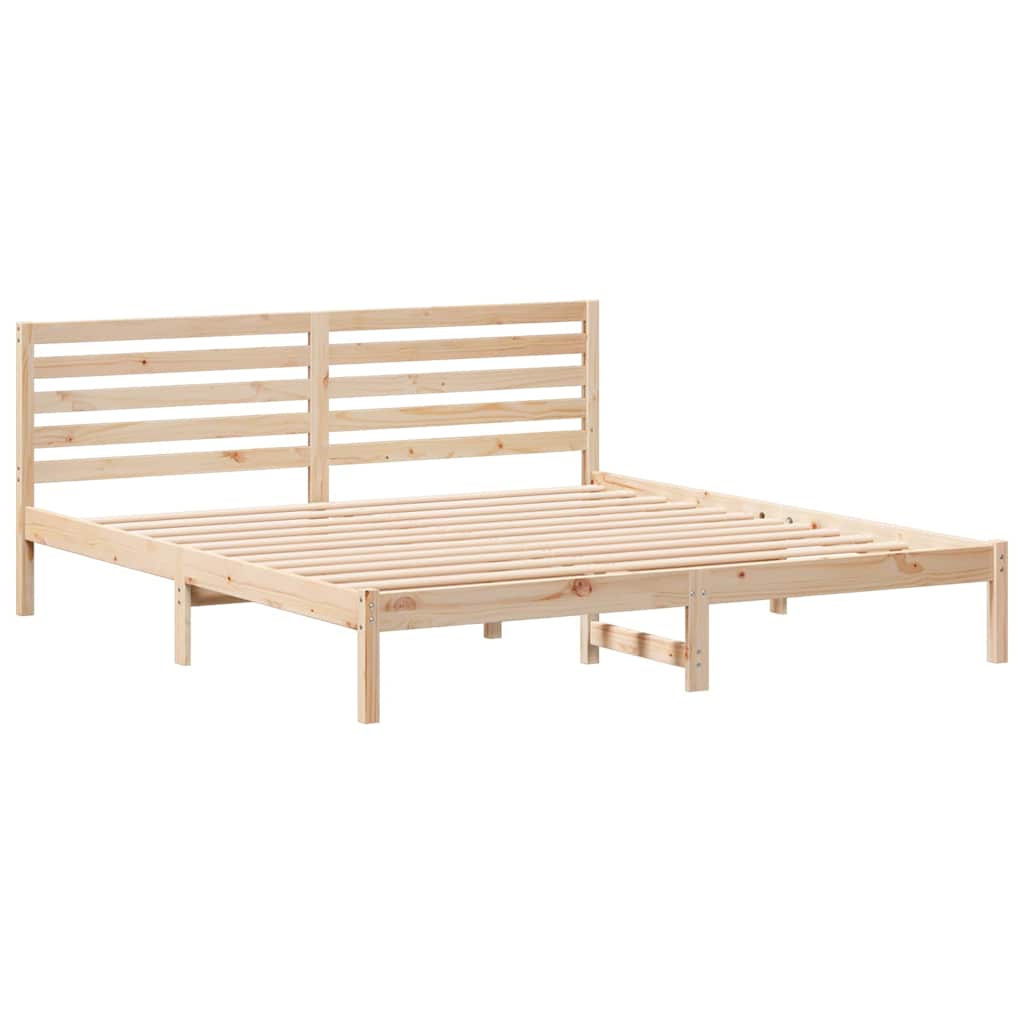 Rám Postele S Čelo Hnědá 200 X 200 Cm Masivní Borové Dřevo