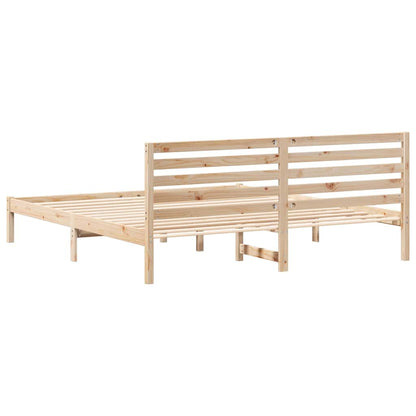Rám Postele S Čelo Hnědá 200 X 200 Cm Masivní Borové Dřevo
