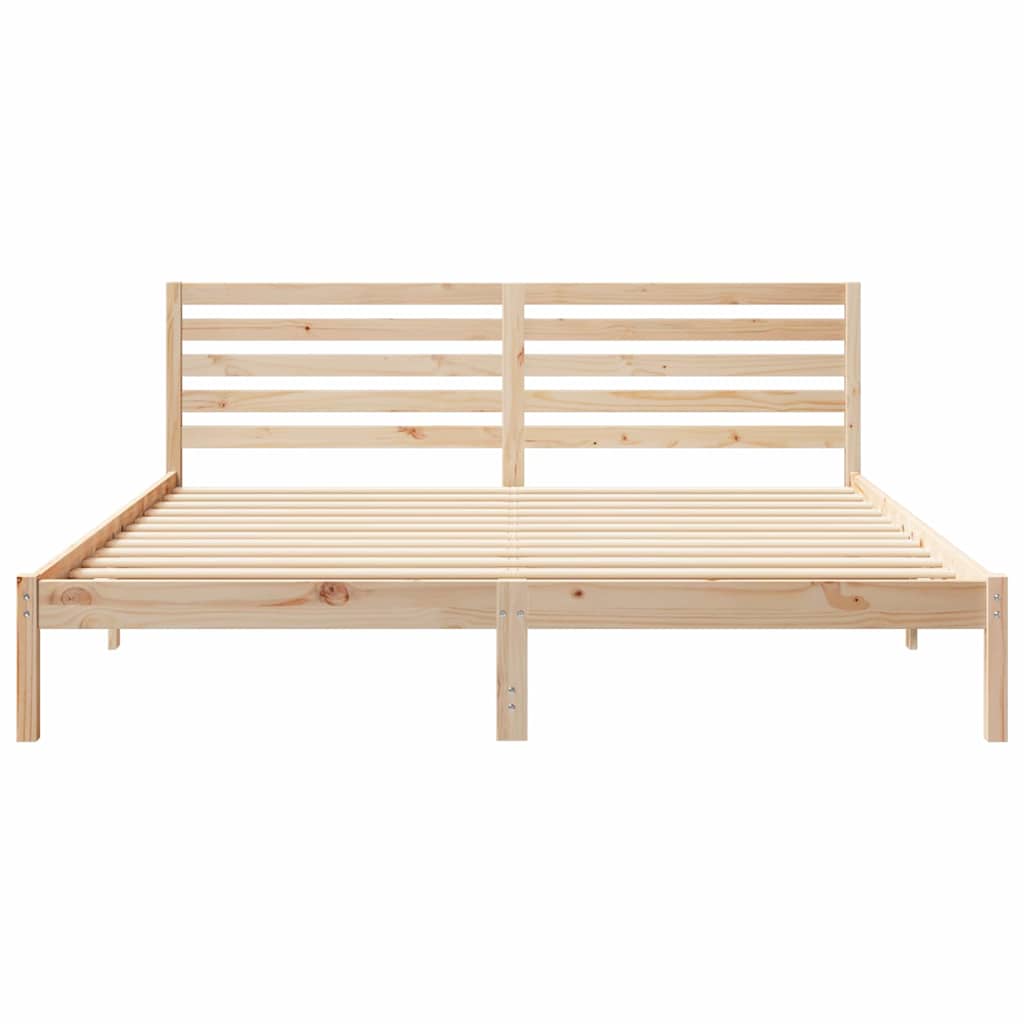 Rám Postele S Čelo Hnědá 200 X 200 Cm Masivní Borové Dřevo