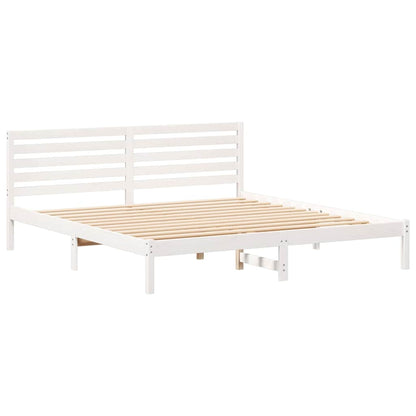 Rám Postele S Čelo Bílá 200 X 200 Cm Masivní Borové Dřevo