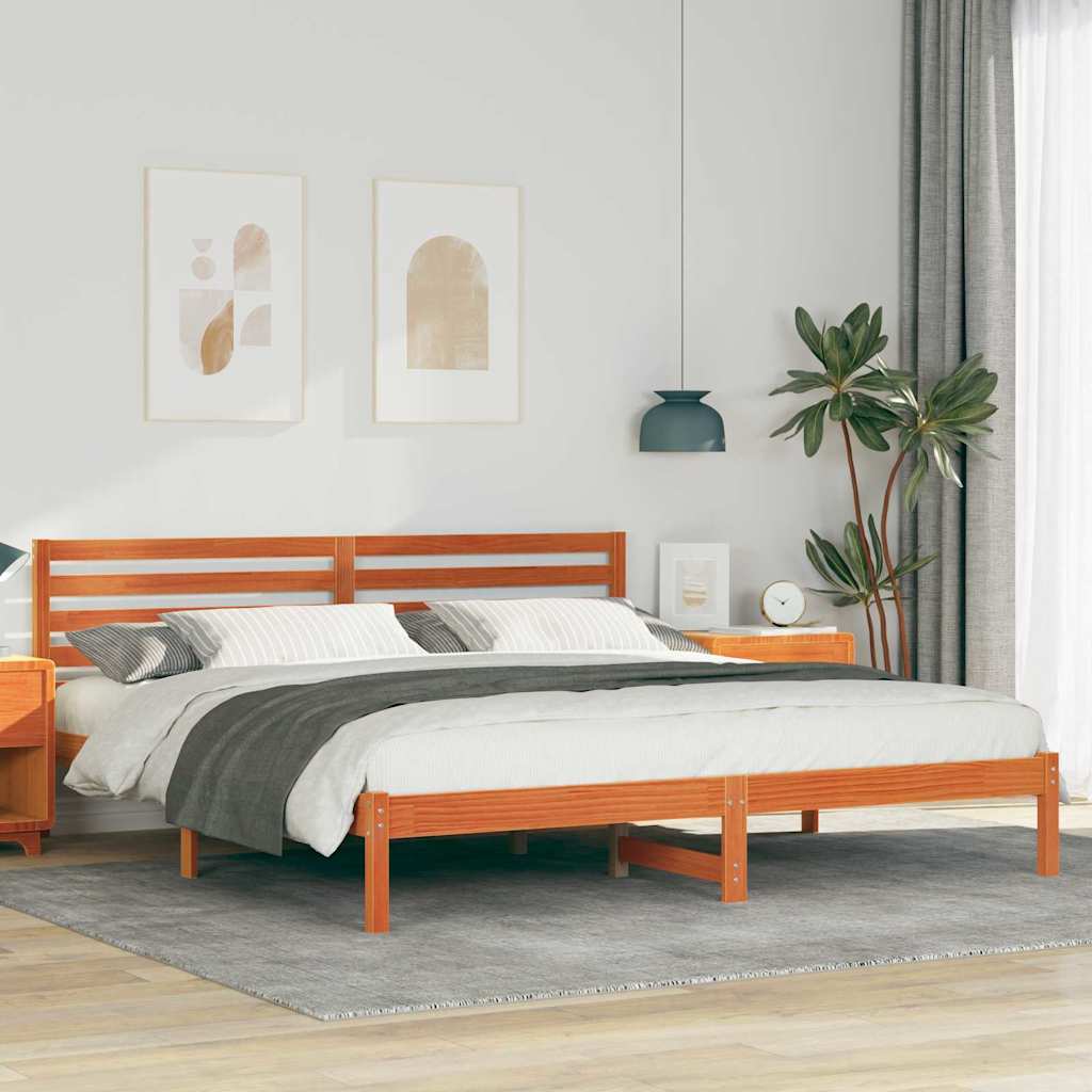 Rám Postele Voskově Hnědá 200 X 200 Cm Masivní Borové Dřevo