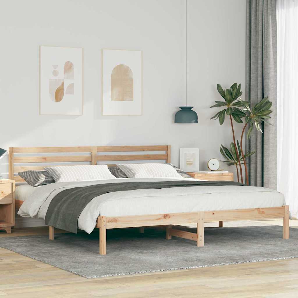 Rám Postele S Čelo Hnědá 180 X 200 Cm Masivní Borové Dřevo