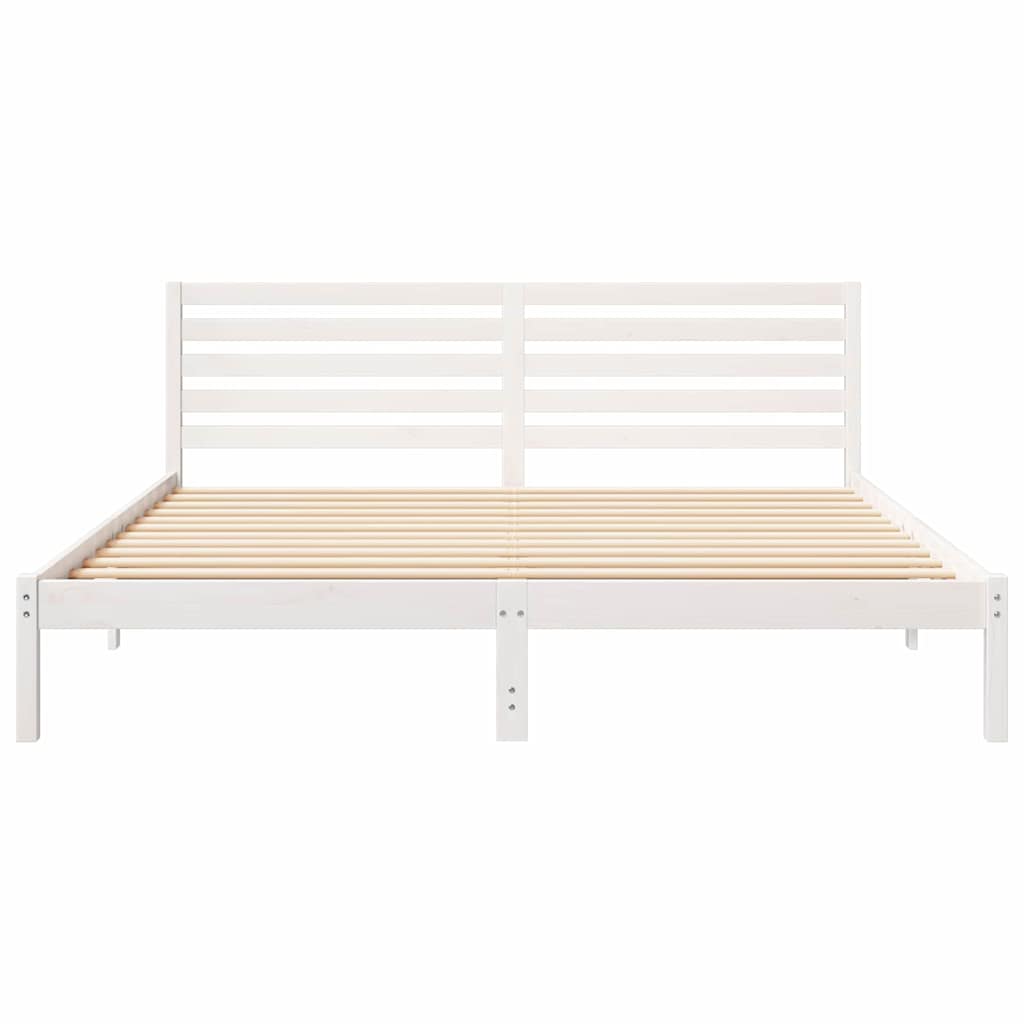 Rám Postele S Čelo Bílá 180 X 200 Cm Masivní Borové Dřevo