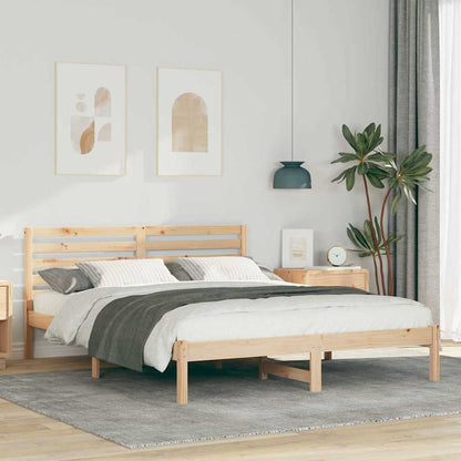 Rám Postele S Čelo Hnědá 160 X 200 Cm Masivní Borové Dřevo