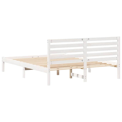 Rám Postele S Čelo Bílá 160 X 200 Cm Masivní Borové Dřevo