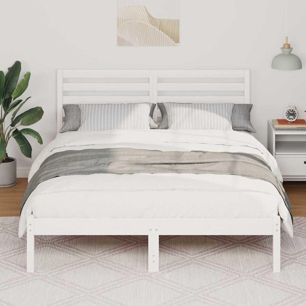 Rám Postele S Čelo Bílá 140 X 190 Cm Masivní Borové Dřevo
