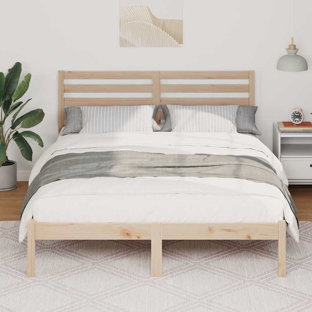 Rám Postele S Čelo Hnědá 135 X 190 Cm Masivní Borové Dřevo