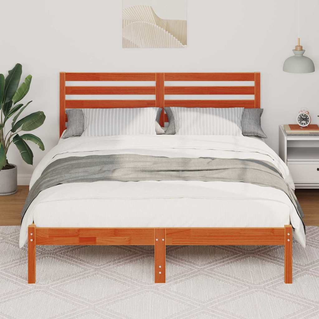 Rám Postele Voskově Hnědá 135 X 190 Cm Masivní Borové Dřevo